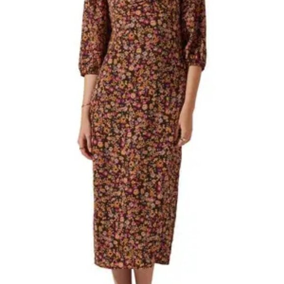 ASTR The Label Floral Lace-Up Maxi Dress β Black Multi, Size Medium - Picture 4 of 5